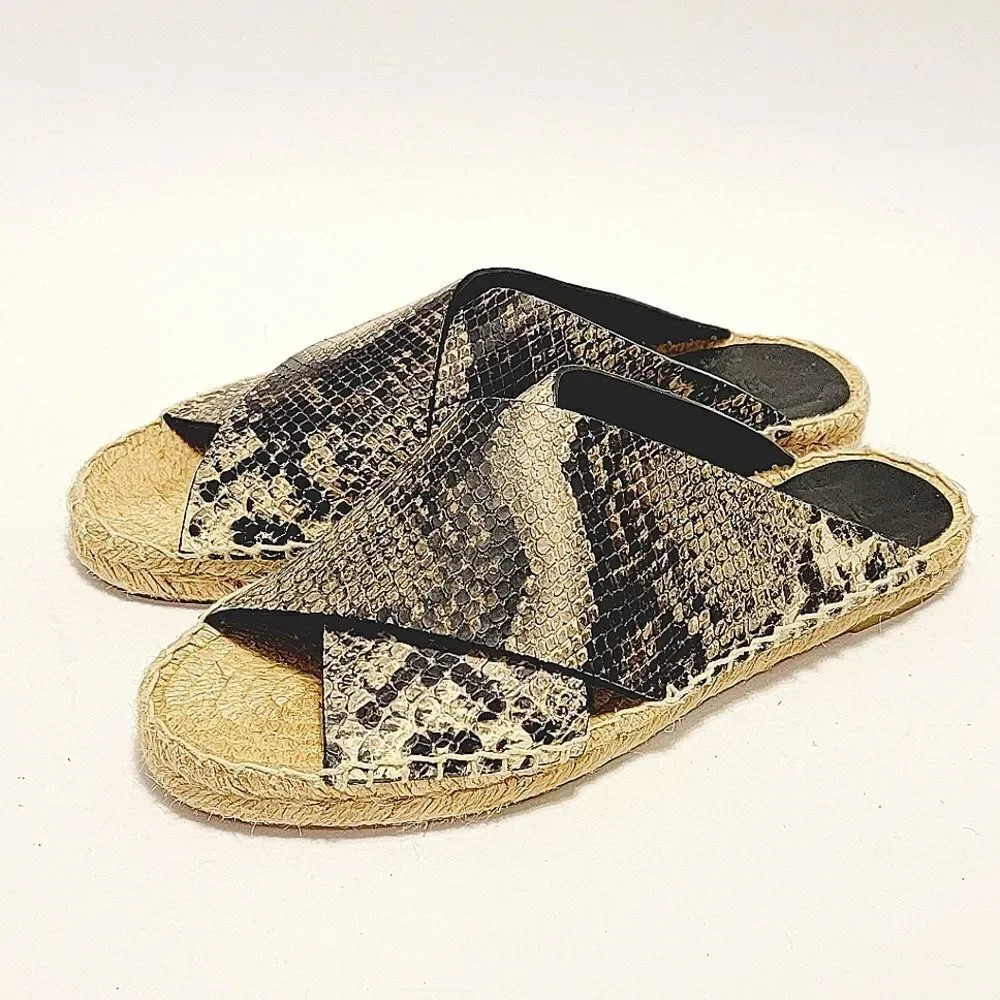 Vince Snake Embossed Crisscross Espadrille Sandal Size 7